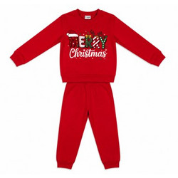 TraX Merry Christmas Παιδική Πιτζάμα Βαμβακερή Χειμωνιάτικη Κόκκινη 50695
