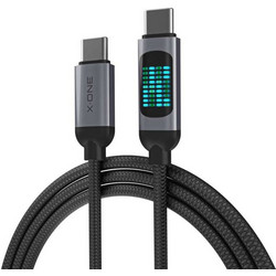 X-ONE FlowLink Braided LED USB-C to USB-C 100W 1.2m Black 5903396467790