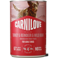 Carnilove Adult Pate Grain Free with Turkey, Reindeer & Wild Boar 400gr