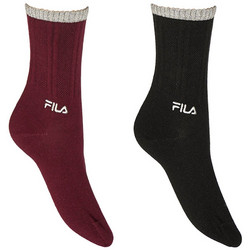 Fila Βαμβακερές Γυναικείες Κάλτσες Μαύρες Μπορντό 2Pack F6145-489