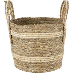 Globostar Naxos Κασπώ Καλάθι Δαπέδου Μπεζ Καφέ 30x26cm 20333