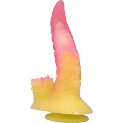 Power Monsters Ripplied Monster Dildo με Βεντούζα 22.5cm Κίτρινο Ροζ