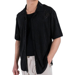 OVER-D Camicia Ανδρικό Πουκάμισο Κοντομάνικο Μαύρο