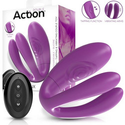 Action Twinx Διπλός Δονητής για Ζευγάρια με Τηλεχειριστήριο 9.5cm Μωβ