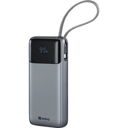 Sandberg 421-29 Power Bank 20000mAh 67W με Ενσωματωμένο Καλώδιο USB-C Quick Charge 3.0 & Power Delivery Grey