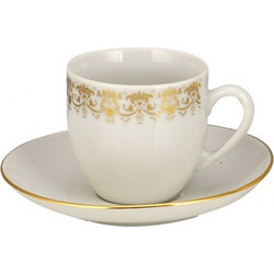 WM Collection Σετ Φλιτζάνια Espresso & Ελληνικού Καφέ Πορσελάνης Λευκά Χρυσά 100ml 6τμχ N70055