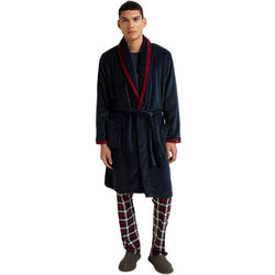 Vamp Χειμωνιάτικη Ανδρική Ρόμπα Fleece Navy Μπλε 25619