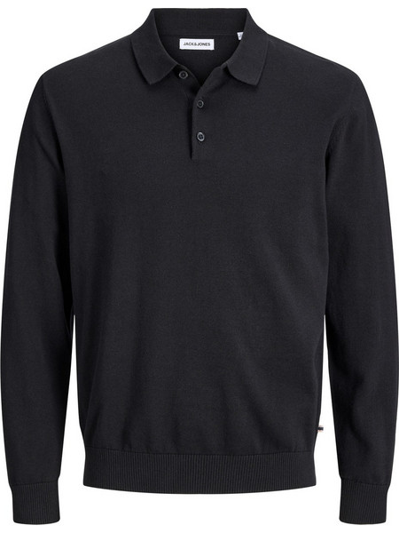 Jack & Jones Ανδρική Μπλούζα Polo Μακρυμάνικη Μαύρη 12298384