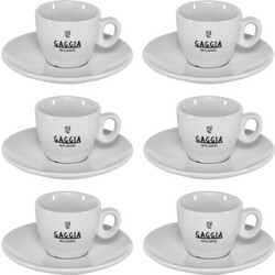 Gaggia Milano Σετ Φλιτζάνια Espresso & Ελληνικού Καφέ Πορσελάνης Λευκά 75ml 6τμχ