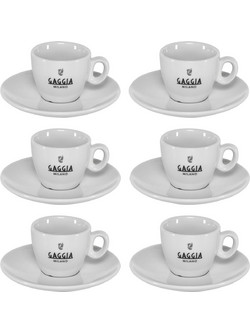 Gaggia Milano Σετ Φλιτζάνια Espresso & Ελληνικού Καφέ Πορσελάνης Λευκά 75ml 6τμχ
