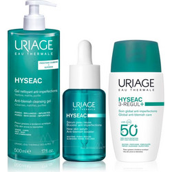 Uriage Hyseac Cleansing Gel 500ml + Serum Anti-Blemish Booster 30ml + 3-Regul+ Global Anti-Blemish Care SPF50+ 50ml