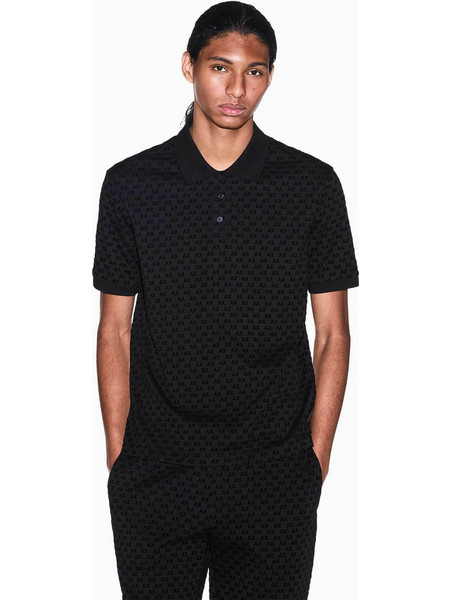 Armani Exchange Ανδρική Μπλούζα Polo Κοντομάνικη Μαύρη XM002905AF10356