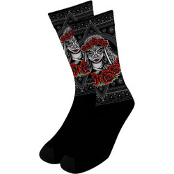 NODO Gothic Calavera Ανδρικές Κάλτσες Ψηλές με Σχέδια Μαύρες PR10064