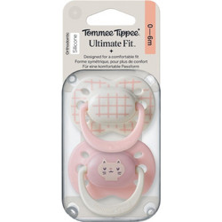 Tommee Tippee Ultimate Fit Girl Ορθοδοντικές Πιπίλες Σιλικόνης 0-6m Λευκή Ροζ 2τμχ