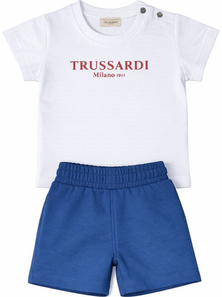 Trussardi Βρεφικό Σετ για Αγόρι Καλοκαιρινό Λευκό Royal Blue TIP26008CJ