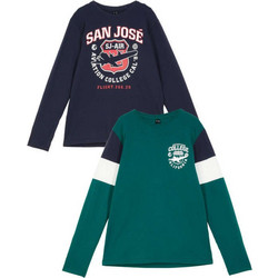 Bonprix Σετ Παιδικά T-Shirt Μακρυμάνικα Navy Μπλε Πράσινο 971719
