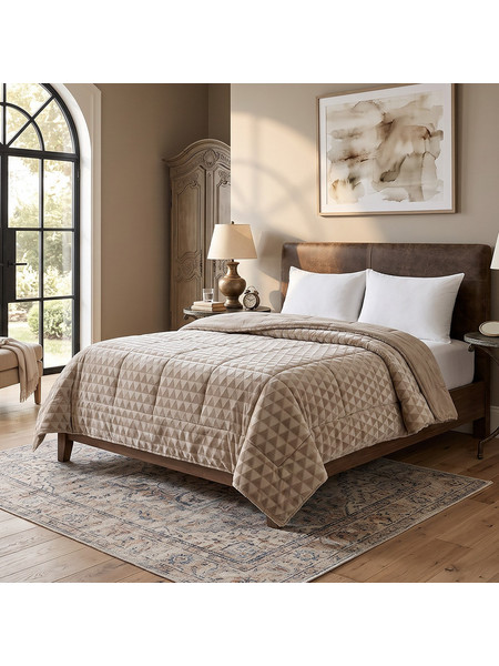 Beauty Home Κουβερτοπάπλωμα Υπέρδιπλο 220x240 Art 12702 Μπεζ