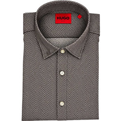 Hugo Ανδρικό Πουκάμισο Βαμβακερό Μακρυμάνικο Slim Fit Καφέ 50545013-903
