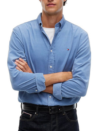 Tommy Hilfiger Ανδρικό Πουκάμισο Βαμβακερό Μακρυμάνικο Κανονική Γραμμή Μπλε MW0MW40486-C2B