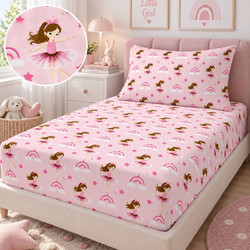 Astron Σετ Παιδικά Σεντόνια Μονά Βαμβακερά 170x260 Ballerines Pink 2τμχ