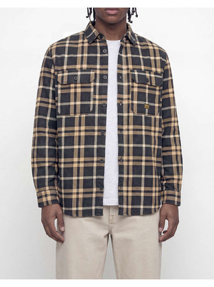 Jack & Jones Ανδρικό Πουκάμισο Βαμβακερό Καρό Μακρυμάνικο Κανονική Γραμμή Overshirt Καφέ 12301357