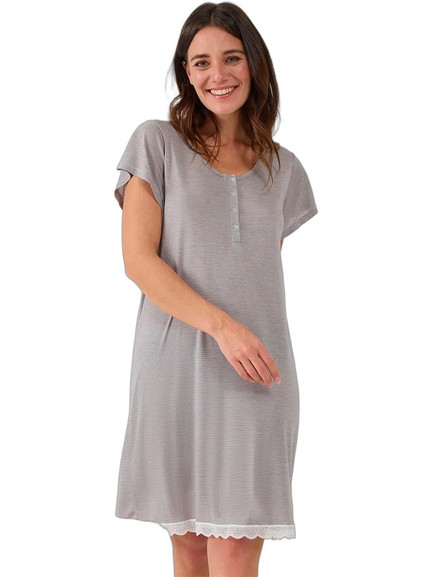 Prenatal Νυχτικό Εγκυμοσύνης & Θηλασμού Καλοκαιρινό Γκρι 1471243