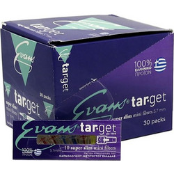 ΚΟΥΤΙ ΜΕ 30 ΠΙΠΑΚΙΑ TARGET ΣΤΡΙΦΤΟΥ 5,7mm EVANS SUPER SLIM ΠΙΠΑ ΤΣΙΓΑΡΟΥ