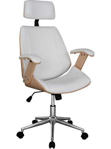 HomeMarkt Superior Pro Καρέκλα Γραφείου Διευθυντική με Προσκέφαλο και Ανάκλιση Άσπρη HM1109.02