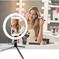 Επαγγελματικό Φωτιστικό Δαχτυλίδι LampRing Light 26cm με 3 Χρώματα Φωτισμού, Dimmer ,270Rotatable, 2.56-3.15" Phone Holder & Tripod for YouTube Video and Makeup (R2451757)