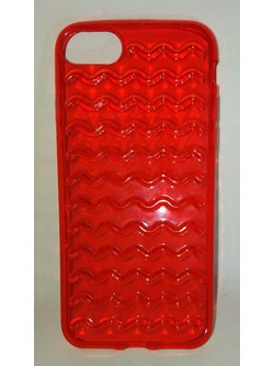 Θήκη Case Apple Iphone 4/4S/5 clear Red with wavy designs (OEM)