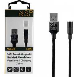 NSP ΚΑΛΩΔΙΟ USB-A ΦΟΡΤΙΣΗΣ-DATA MAGNETIC BRAIDED NSC02 4.0A QC 3.0 1.2m BLACK