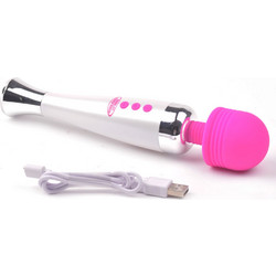 Pink and White 12-Speed Rechargeable Wand Massager