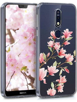 KW Θήκη Σιλικόνης Nokia 7.1 (2018) - Magnolias light pink / white / transparent (200-104-297)