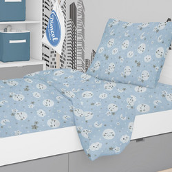 Dimcol Σετ Παιδικά Σεντόνια Μονά Βαμβακερά 160x240 Smile 81 Blue 3τμχ