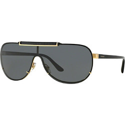 Versace VE2140 1002/87 Ανδρικά Γυαλιά Ηλίου Μάσκα Μεταλλικά Μαύρα με Μαύρο Polarized Φακό