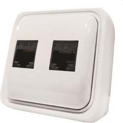 Πρίζα Μίνι τηλεφώνου διπλή RJ11 & RJ45 8P8C επίτοιχη λευκή 147-16247 EUROLAMP