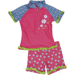 Playshoes Flowers Αντηλιακό UV Παιδικό Μαγιό Σετ με Μπλούζα για Κορίτσι Φούξια 460272