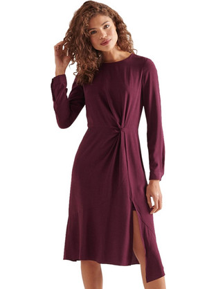 Superdry Ecovero Twist Midi Φόρεμα για Γάμο / Βάπτιση Μπορντό W8010768A-04P