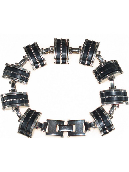 Βραχιόλι ανδρικό ατσάλινο (stainless steel) σε ασημί και μαύρο χρώμα BZ-BR-00216