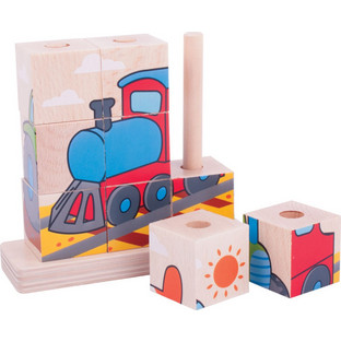 Παιδικό Puzzle Bigjigs Κύβοι Οχήματα 9 Κομμάτια