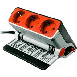 Πολύπριζο Heitech HEI003592 - 3 x Schuko - 3-Gang clip, strap for stairs - Grey/Red HEI003592