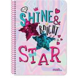 Must Shine Bright Star Σπιράλ Τετράδιο Ριγέ B5 120 Φύλλων 4 Θεμάτων Ροζ 584240