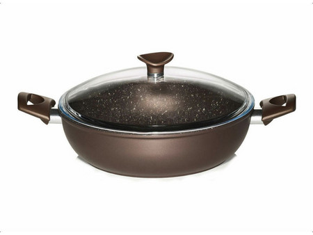 Pyramis Stone Chef Σωτέζα Αλουμινίου Αντικολλητική Επίστρωση Πέτρας με Καπάκι 28cm