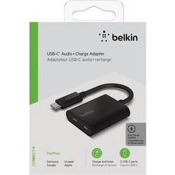 BELKIN ROCKSTAR CONNECT USB-C AUDIO + CHARGE ADAPTER BLACK
