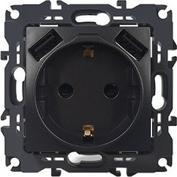 Acaelec Prime Πρίζα Σούκο Ασφαλείας + 2 USB Ματ Ανθρακί (1000116305)