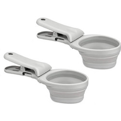Navaris Food Portioner with Clamp - Πτυσσόμενο Scoop / Σέσουλα Φαγητού με Κλιπ για Κατοικίδια - 2 Τεμάχια - Grey (49080.19)