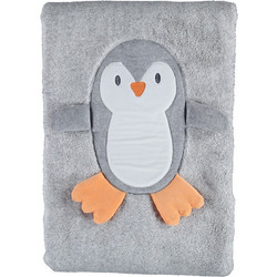BiBaby 3D Cute Penguin Κουβέρτα Αγκαλιάς Βελουτέ 88x100 Γκρι