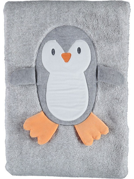 BiBaby 3D Cute Penguin Κουβέρτα Αγκαλιάς Βελουτέ 88x100 Γκρι