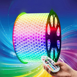Ταινία LED RGB (πολύχρωμη) μονής σειράς 60LED-SMD 5050 220V αδιάβροχη 1-100m