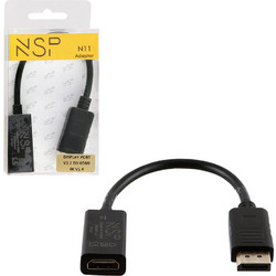 NSP N11 CABLE ADAPTER DISPLAY PORT V1.2 TO HDMI 4K V1.4 0,23m BLACK NSP